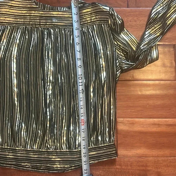 Vintage Lloyd Williams Size 10 Metallic Gold Blouse Long Sleeve - Picture 8 of 10